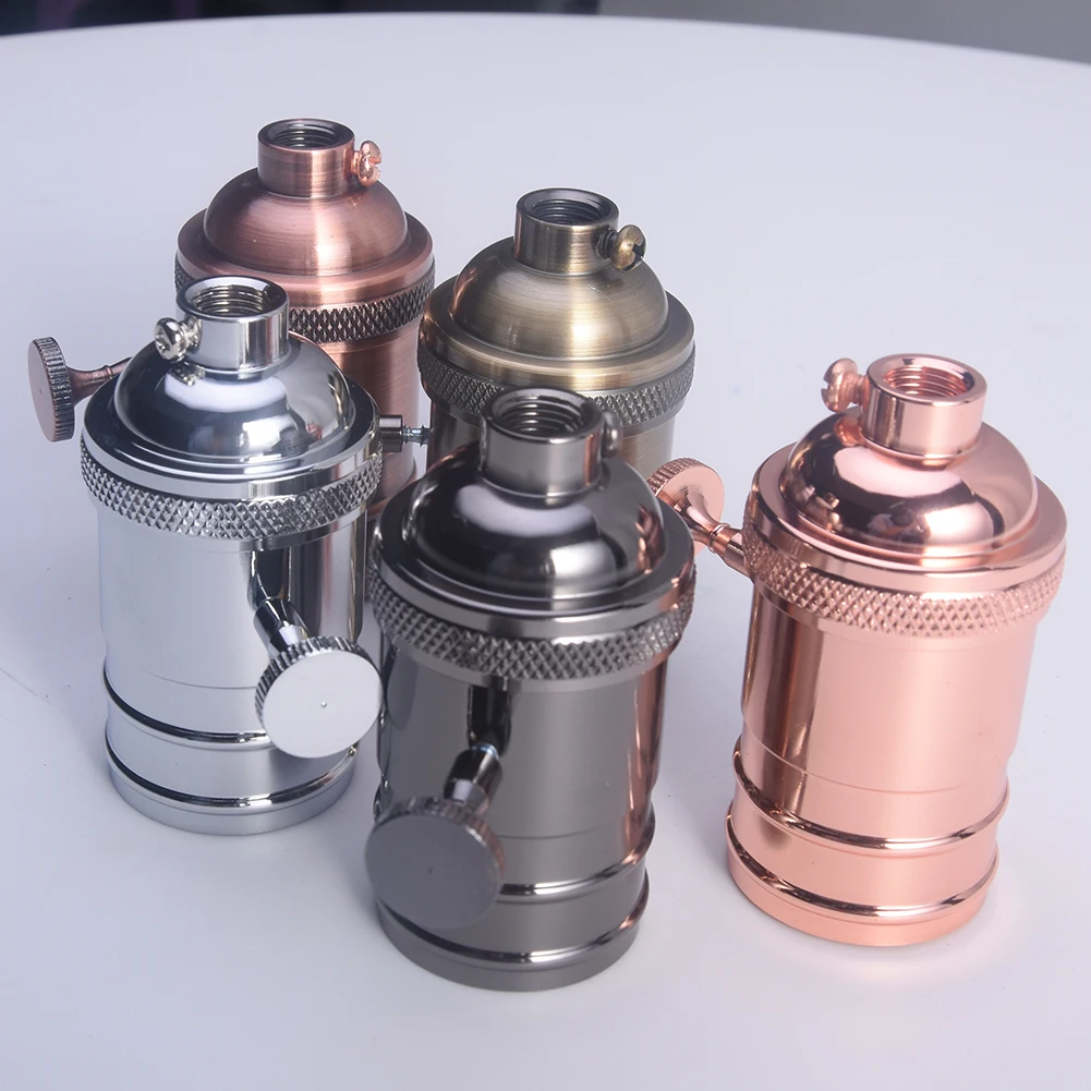 

Light Brass Light Socket Copper Antique E26/E27 Bulb Retro Lamp Holder Easy Install 1/8 IPS Lamp Pipe Thread Extender Practical