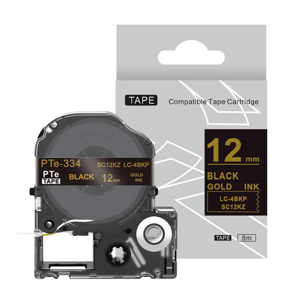 Gold On Black 1 шт. SS12KW 12 мм черный на белом Labelworks Tepra лента для маркировки kingjim LC лента для Tepra Pro SR150 lw 400 lw 700 - Цвет: Gold On Black