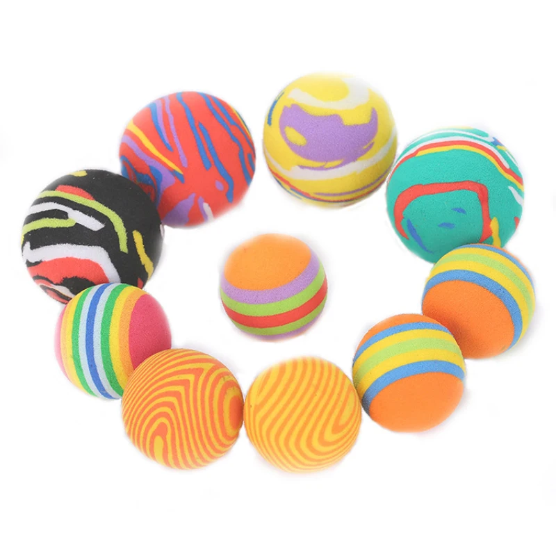 

10pcs Cat Toy Ball Rainbow Ball Pet Toys Creative Colorful Interactive Cat Pom Cat Chew Toy Cat Dog Puppy Kitten Play Funny Gift
