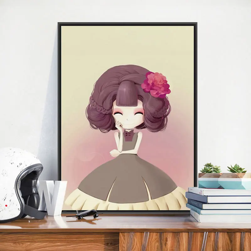 Canvas Painting for Girls Kids Kindgarten Cute Decorative Wall Pictures Living Room Garden Decoration Kitchen Pink Posters | Дом и сад