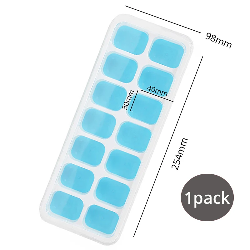 Square Blue Лоток для кубиков льда, легко снимаемые и гибкие силиконовые формы с влагостойкой съемной крышкой для изготовления кубиков льда, без бисфенола - Цвет: Square Blue
