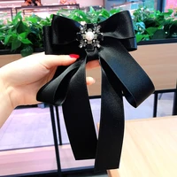 korean high end black rhinestone bow brooch jewelry luxury exaggerated large neckpin bowtie brooches gifts for women accessories