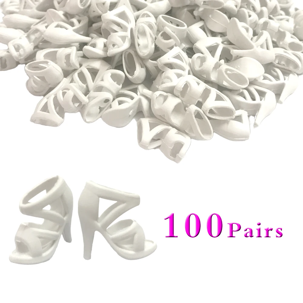 

NK 100 Pairs Shoes For 1/6 Doll Accessories Fashion White Shoes Sandals Shoes high-heeled shoes for Barbie Doll Shoes