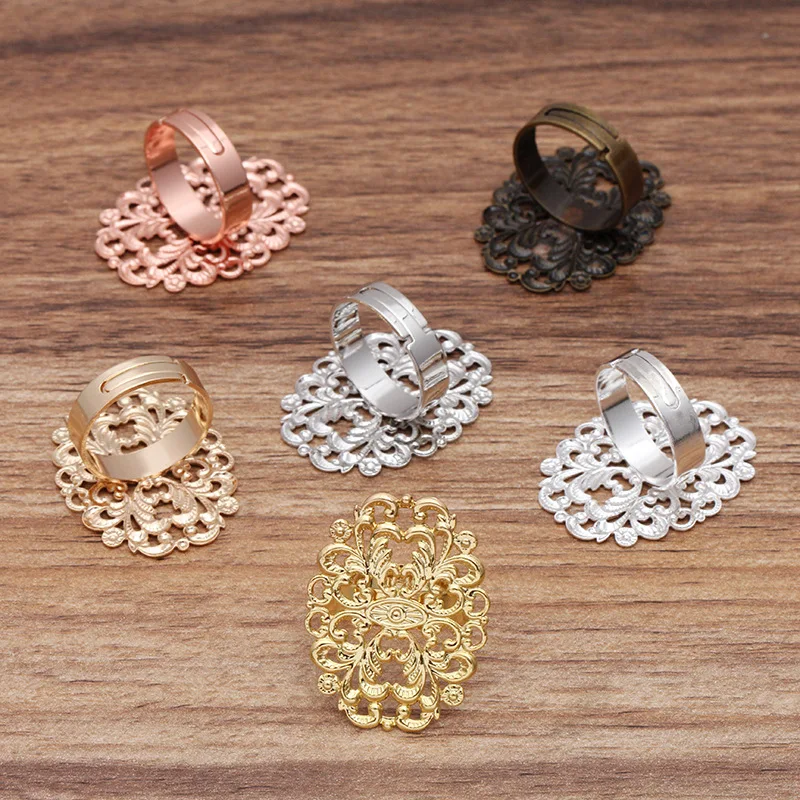 24*31 мм Ретро Для женщин кольцо в виде цветка ювелирное изделие настройки основы