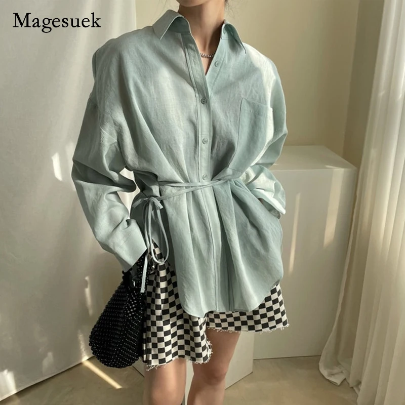 

Autumn Casual Long Sleeve Cotton Blouse Women Chic Irregular Split Back Loose Woman Blouses Korean Shirts Solid Tops Blusa 15837