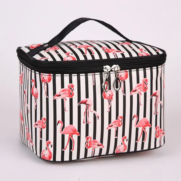 Flamingo black Косметичка Женская Стеганая профессиональная Косметичка женская Большая вместительная сумка для хранения дорожная косметичка ML1 - Цвет: Flamingo black