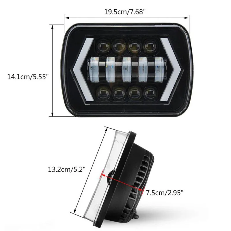 Светодиодные фары 55 Вт 7x6 дюймов 5x7 2 шт. гало DRL для 86 95 Jeep Wrangler YJ 84 01 Cherokee XJ Angel Eyes H4