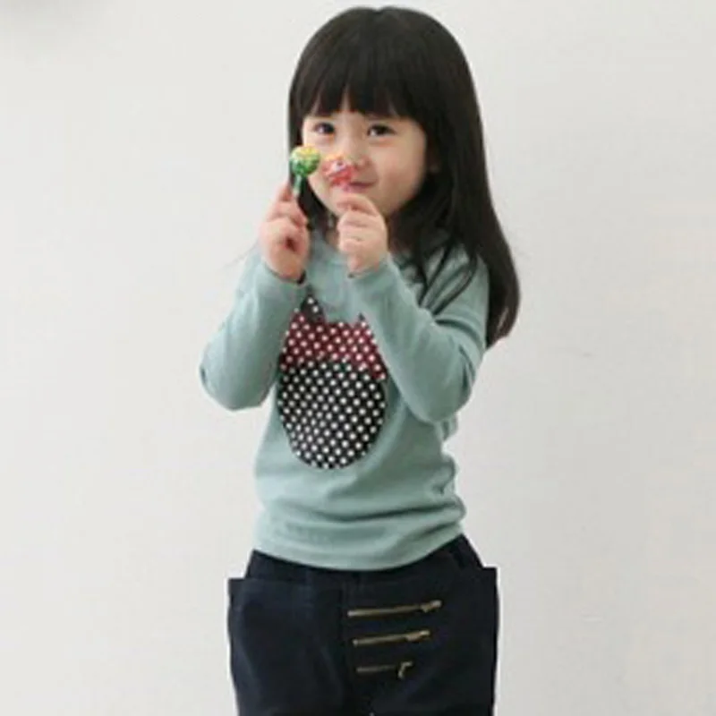 Детская Хлопковая футболка с длинным рукавом вышивкой|Тройники| |