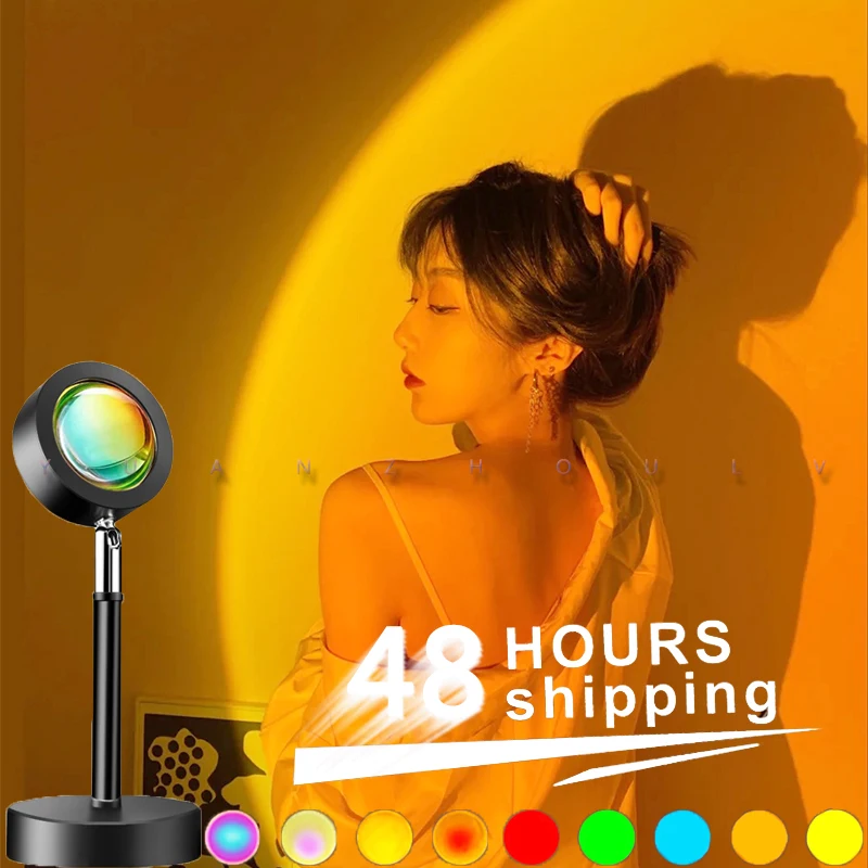 

LED Sunset Projection Lamp USB Colorful Rainbow Night Light for Home Coffee Store Atmosphere Floor Lamp Decor Art Wal Desk Lamp