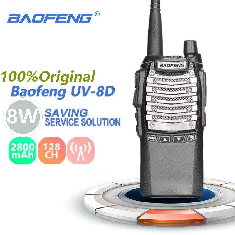 Портативная рация Baofeng UV 8D Talkie 8W 2800mAh Dual PTT UHF Ham UV8D трансивер CB Radio Hunting
