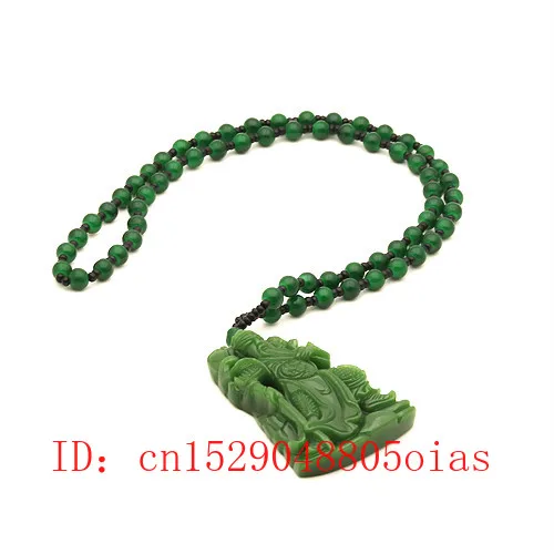 Натуральный зеленый китайский нефритовый кулон Guangong ожерелье из бисера модное