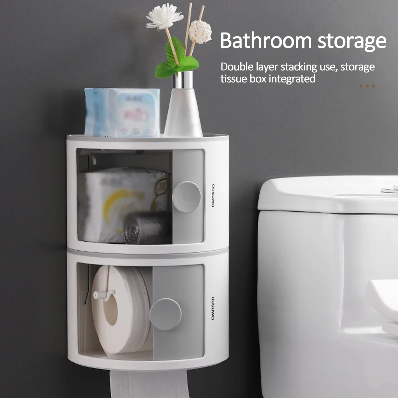 

Toilet Paper Holder Waterproof Wall Mounted for Toilet Paper Tray Roll Paper Tube Storage Box Tray Tissue Box Shelf Bathroom