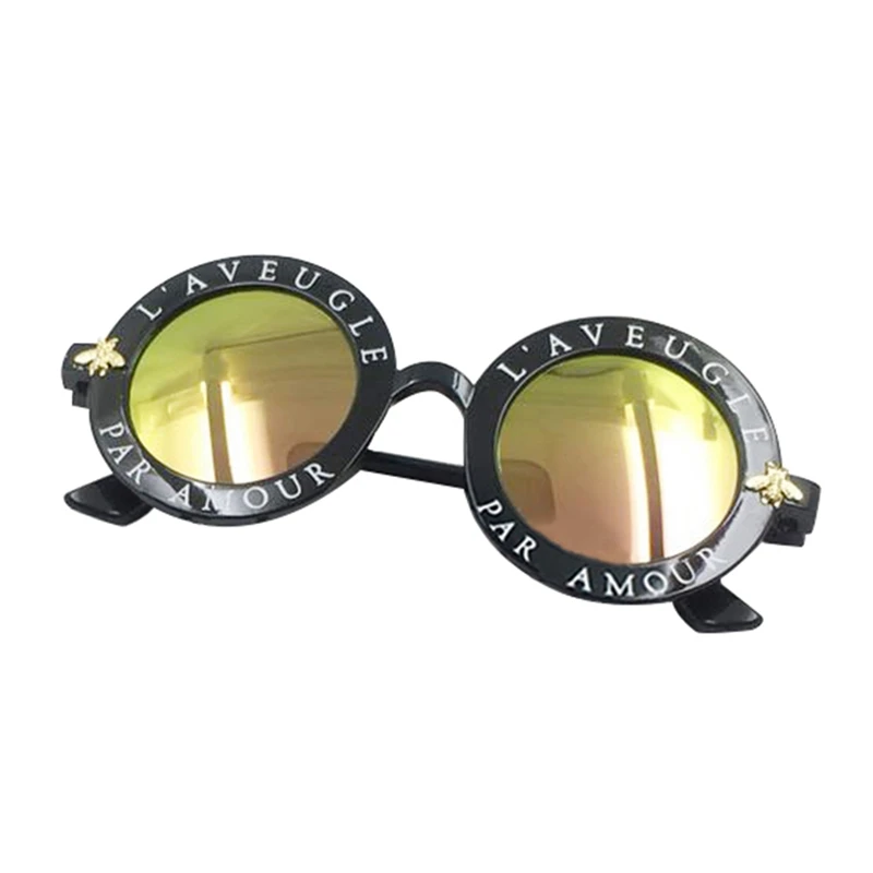 

Женские круглые солнцезащитные очки в стиле ретро, брендовые дизайнерские Круглые Солнцезащитные очки с английскими буквами и пчелами в ме...