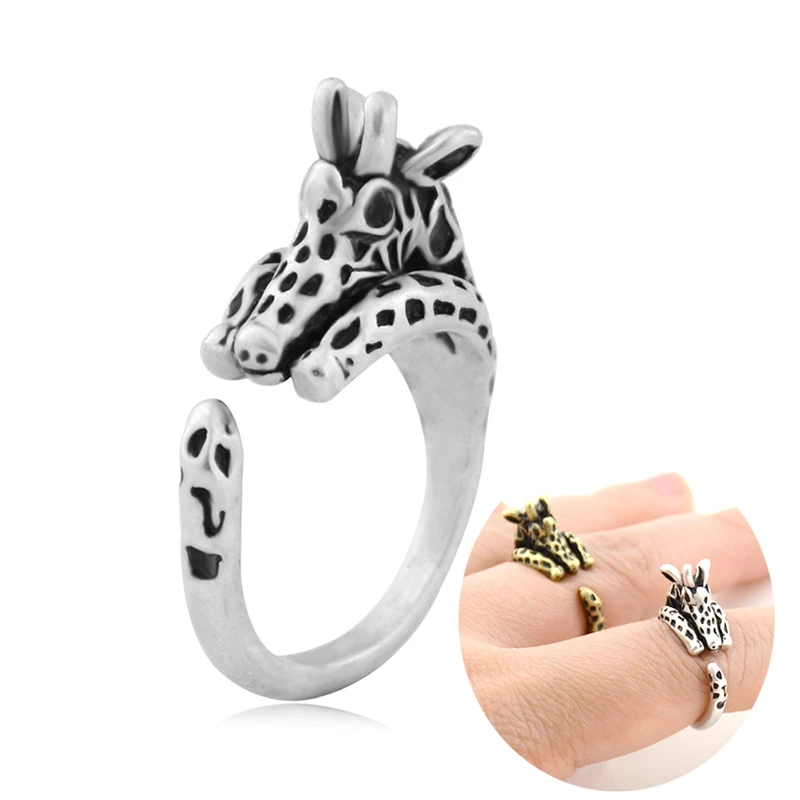 Винтажные кольца в стиле бохо с жирафом для влюбленных женские панк животными