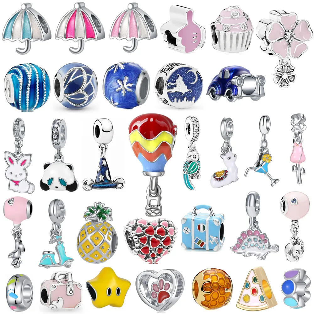 

1Pcs New Cute Parrot Umbrella Car Pineapple Bead Pendant DIY Bracelet Necklace Accessory Women Jewelry Making Gifts