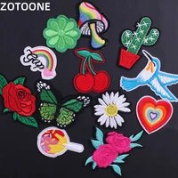 butterfly flowers bird patch badge thermoadhesive sticker on clothes diy iron on cactus rainbow embroidery patches for clothing