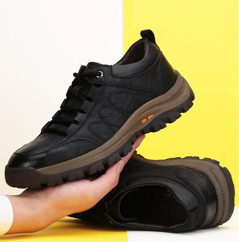 

Breathable Men's Casual Shoes British Style Split Leather Thick Buttom Wear-resistant Shoes Outdoor Fashion Men's Sneaker Flats