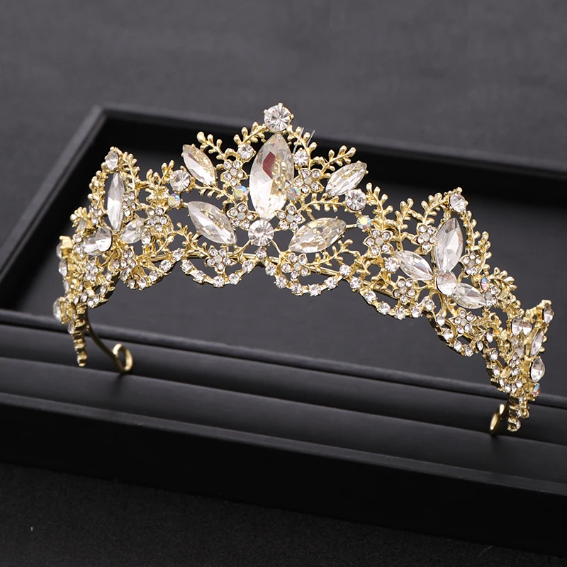 AiliBride, свадебные аксессуары для волос, тиара, модная Хрустальная корона в стиле барокко, Золотая диадема для невесты, свадебные украшения для волос, подарок