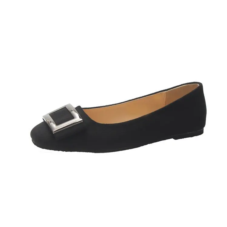 

Shallow Flat Shoes Female Flock Rubber Basic PU Flock Flat Shoes Female Shallow Rubber Basic