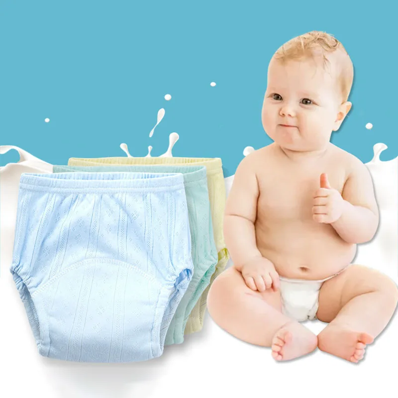 

Однотонные дышащие детские подгузники для новорожденных 1 шт. эластичные хлопковые тренировочные штаны для малышей многоразовые подгузник...