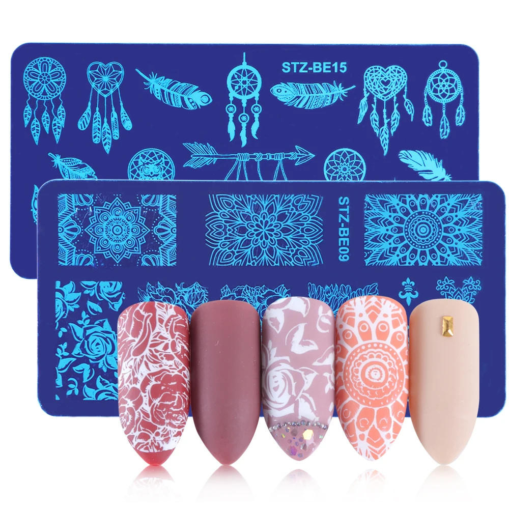 Штамповочные пластины для ногтей Летний цветок лист искусственная Геометрия