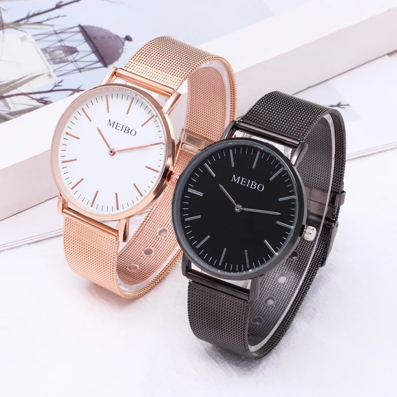 

2020 hot sale new Geneva watch simple ultra-thin silicone mesh band watch unisex fashion men's watch female clock