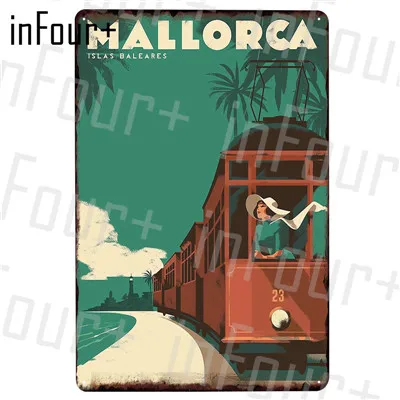 Оловянная вывеска Mallorca металлическая пластинчатая доска металлическая винтажная декоративная металлическая вывеска металлический плакат домашний бар паб кафе украшение винтажные плакаты