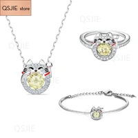 fashion jewelry swa11 exquisite flash lucky cat lady necklace charm series