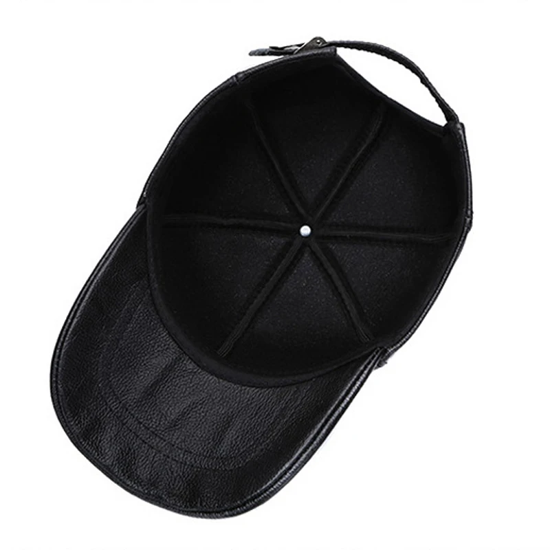 

Brand genuine cowhide leather casual hat men's outdoor leisure sports autumn and winter leather warm winter thickened hat