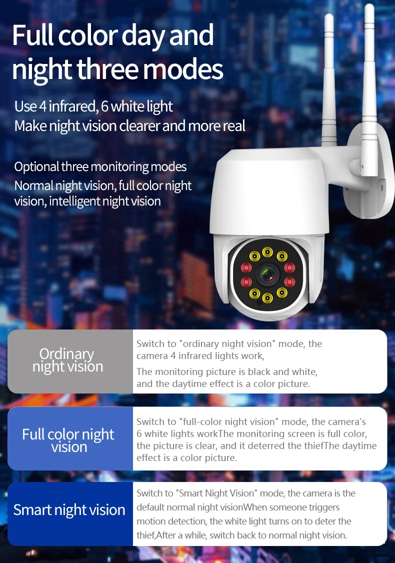 Новая IP камера Wifi Outdoor 3MP 1080P PTZ камеры ночного видения для дома Цифровой зум AI Human