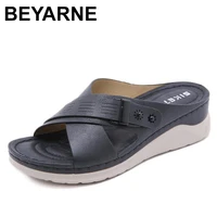 beyarneladies slippers summer women shoes slip on wedges casual beach shoes open toe breathable sandals flat slides outdoor shoe