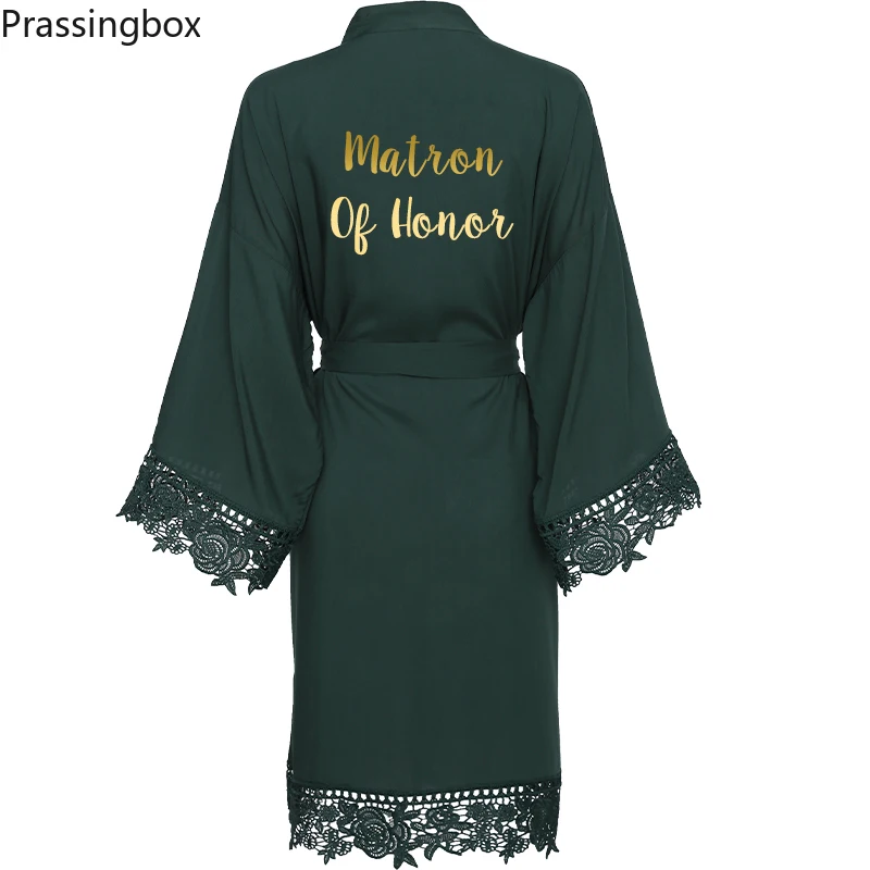 Rayon Cotton Lace Robe Bride print custom Robe Bridesmaid Robes Women Wedding Bridal Robe Bathrobe Sleepwear greenrobe
