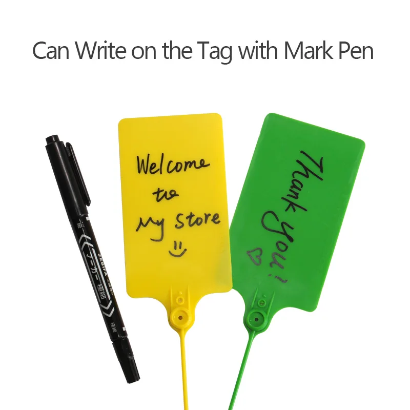 100 шт. Пользовательский логотип ярлыки пластиковые защитные самоблокирующиеся