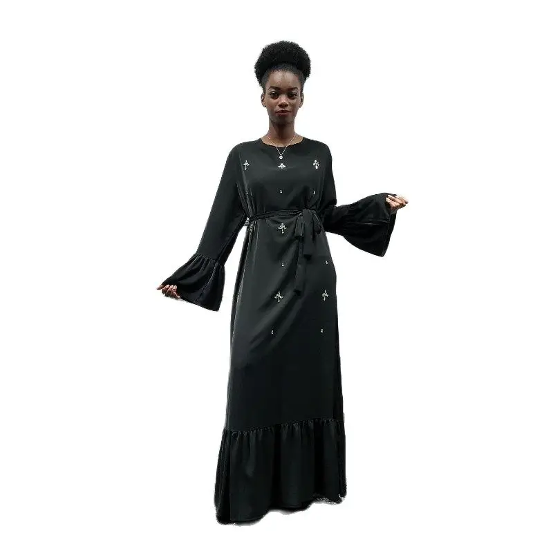 

2021 Summer New Ladies Fashion Arab Abaya Robe Middle East Africa Dubai Muslim Ladies Handmade Beaded Dress