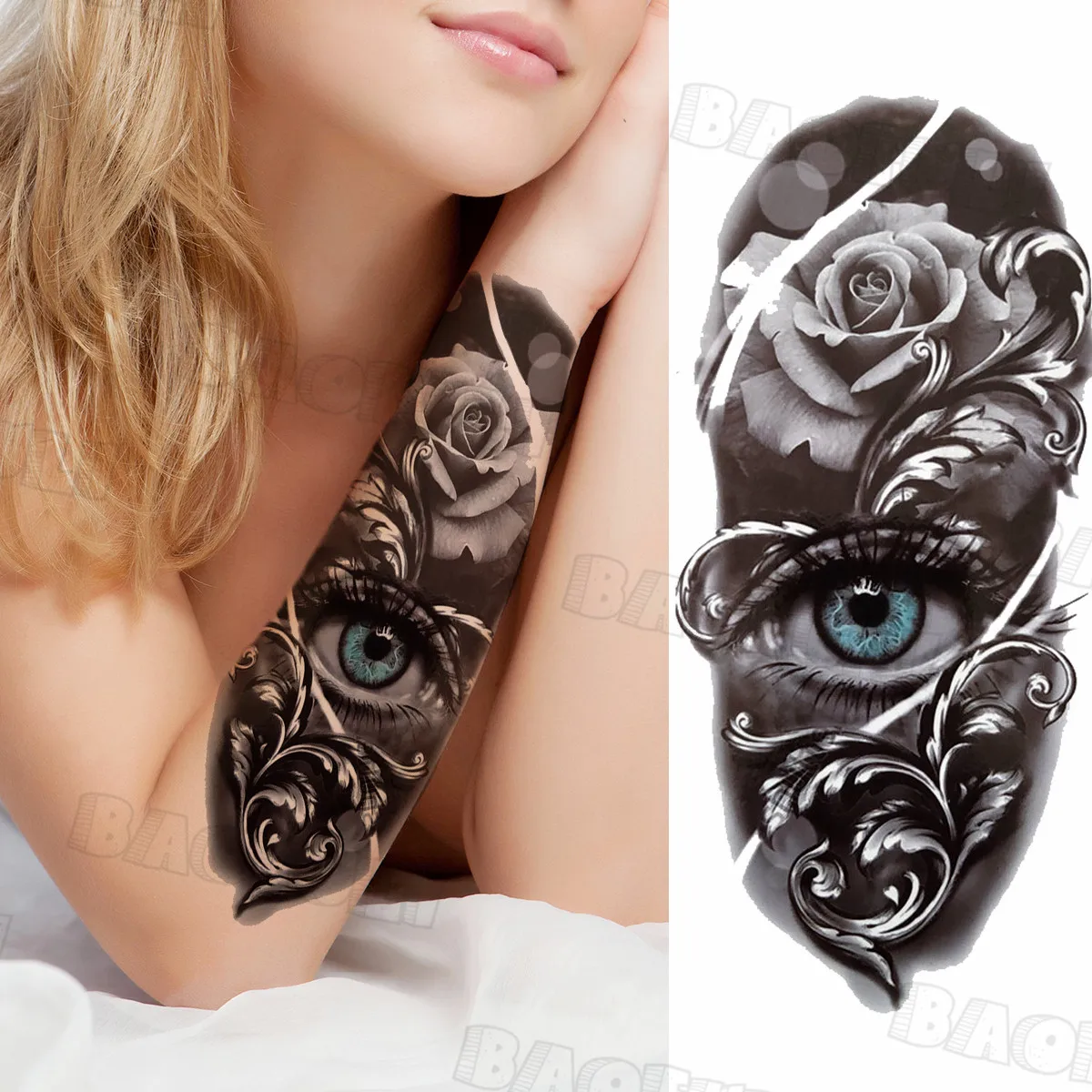 Черные временные татуировки далии для женщин взрослые геометрические тигровые