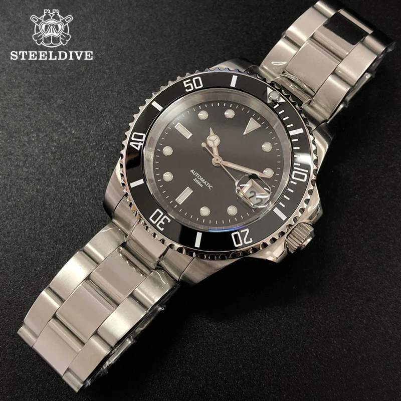 Мужские автоматические часы STEELDIVE 200m Diver светящиеся механические с сапфировым