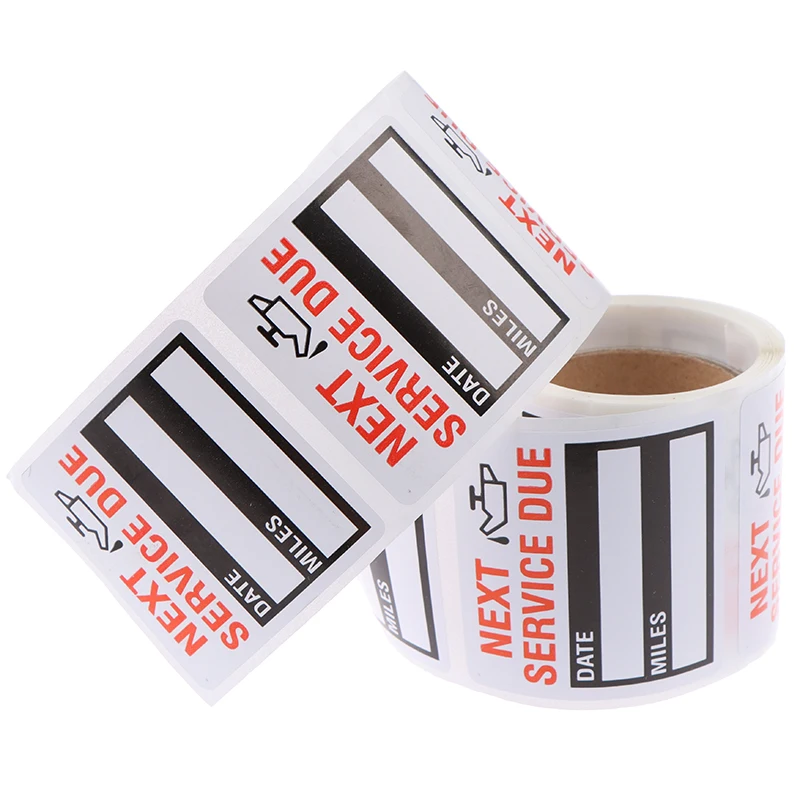 

100pcs/roll Oil Change Maintenance Service Reminder Stickers Window Sticker PET Adhesive Labels Car Sticker "NEXT SERVICE DUE"