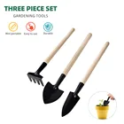 3 шт.компл. мини-садовый инструмент, лопата, БОРОН, цветочный горшок, инструменты для почвы, цветов, горшечных растений, деревянная ручка, инструмент для посадки