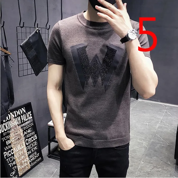 

2019 new European station double silk cotton ice silk short-sleeved t-shirt men's solid color tide brand trend loose cotton rou