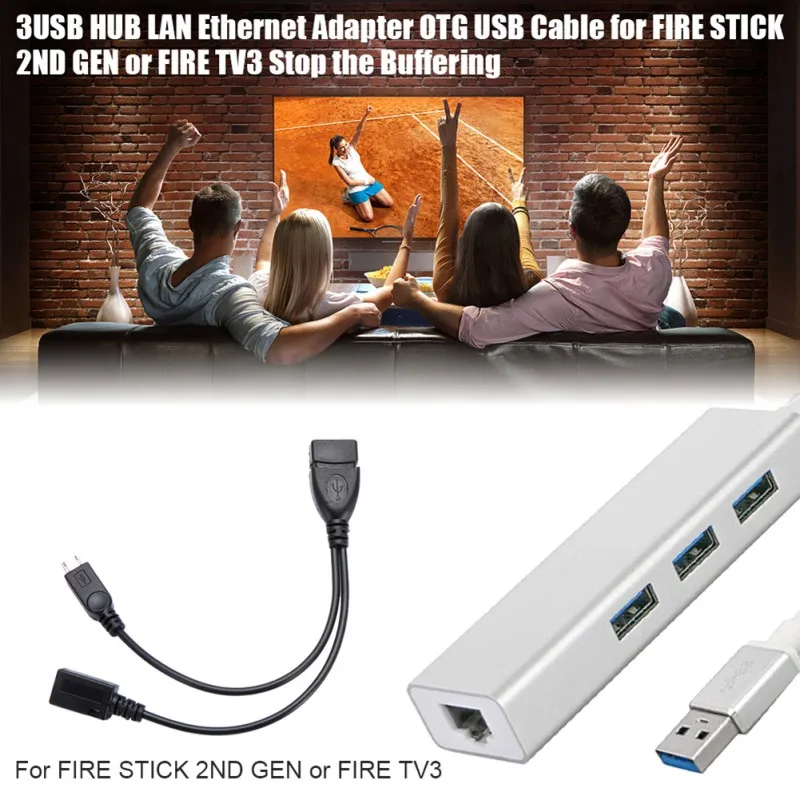 2020 3 Порт usb хаб LAN Ethernet соединитель & OTG адаптер для огня (Gen 2 и 4) новое