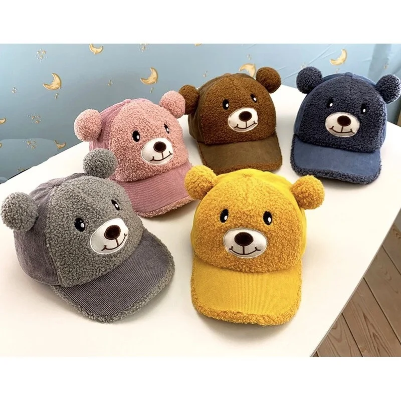 

Детские шапки, детская бейсболка, Детская мультяшная дорожная Солнцезащитная шапка с медведем для мальчиков и девочек