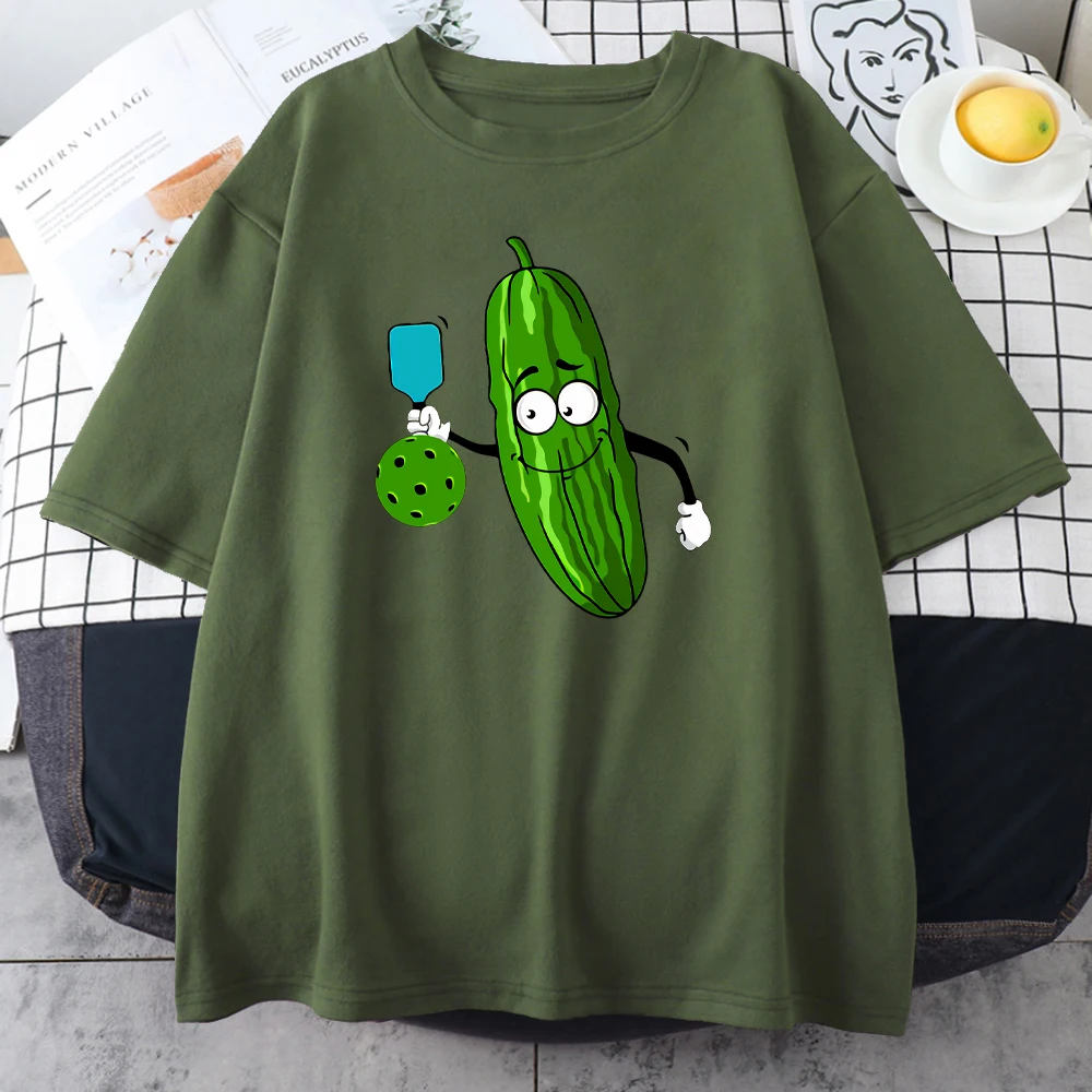 

Pickleball Cucumber Player Printed T Shirts Woman Summer Loose T Shirt Brand Slim Simplicity T Shirts Brand Anime T Shirt Woman