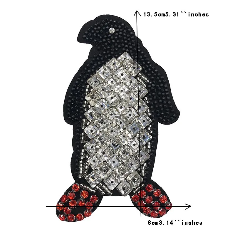 Стразы из бисера с нашивкой Пингвин для одежды пришиван на аппликации одежда