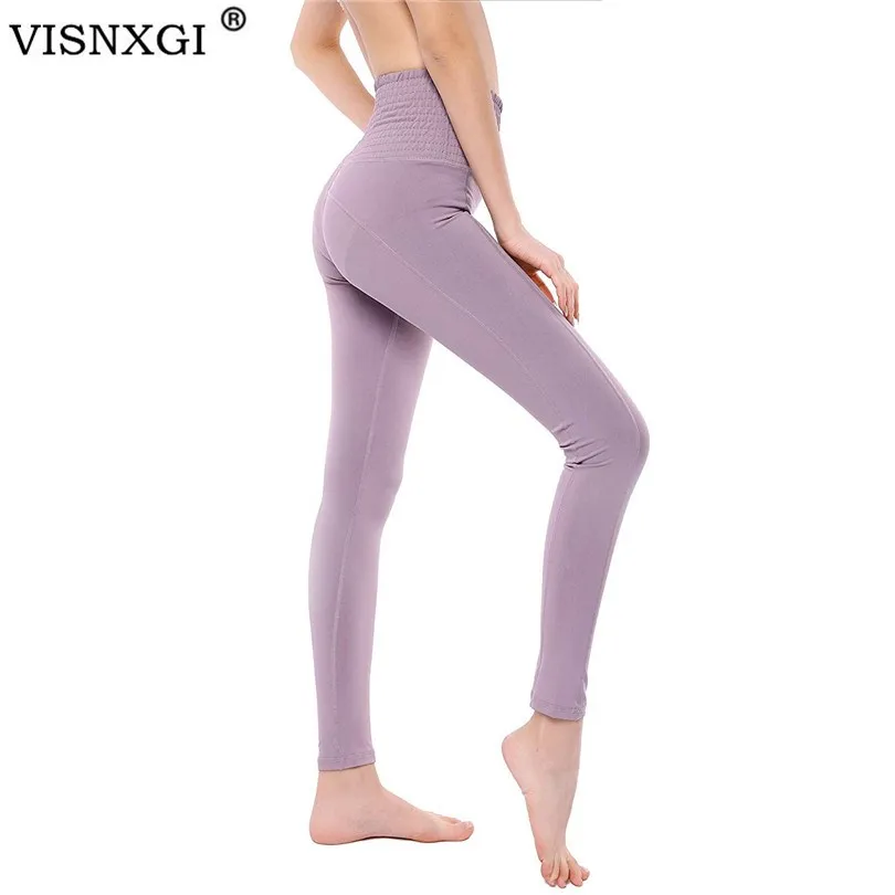 VISNXGI Высокая талия мягкие эластичные леггинсы женщины дышащая Спортивная