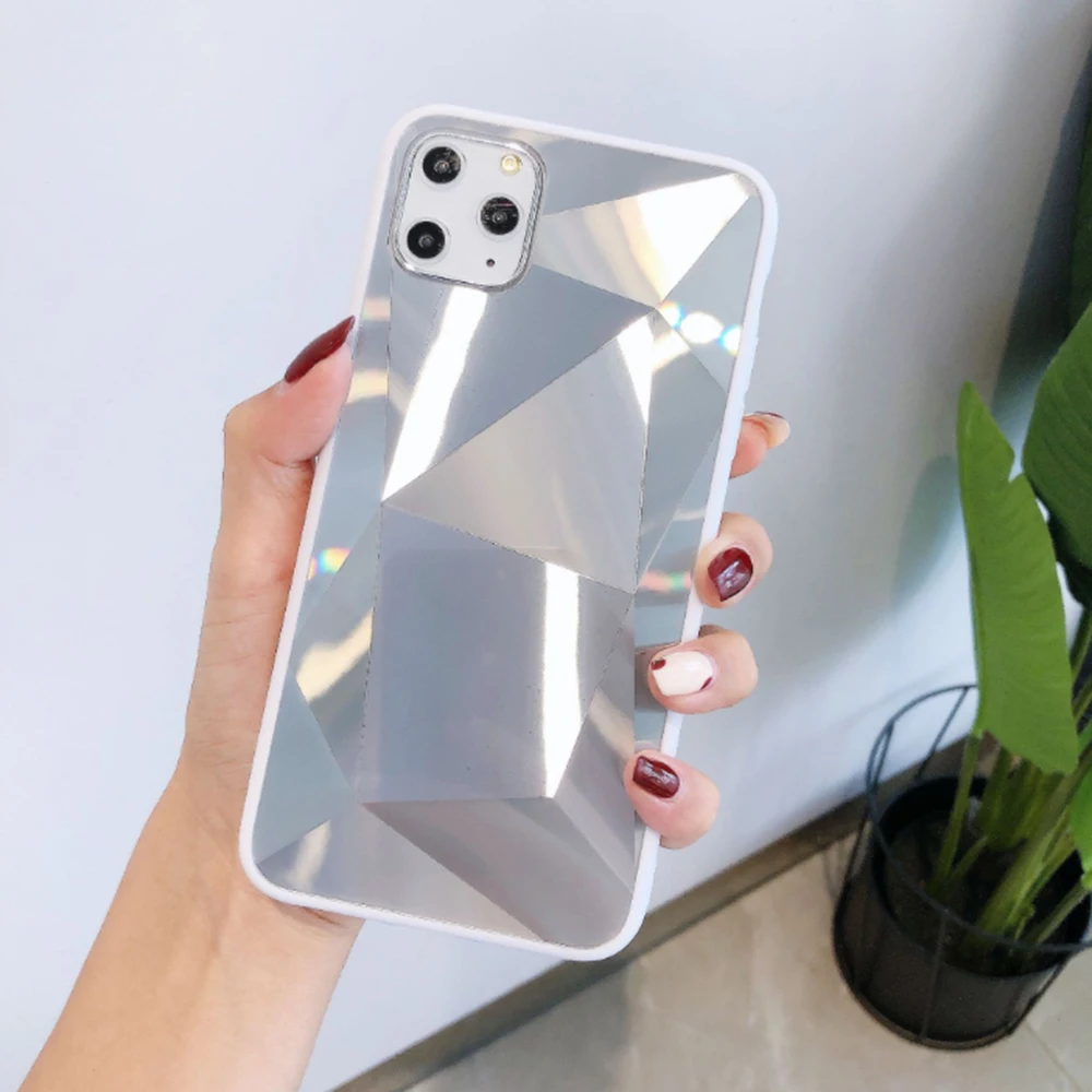 Алмаз текстуры зеркальный чехол для телефона с текстурой под iPhone 11 Pro 7 8 6 6S Plus X XR XS