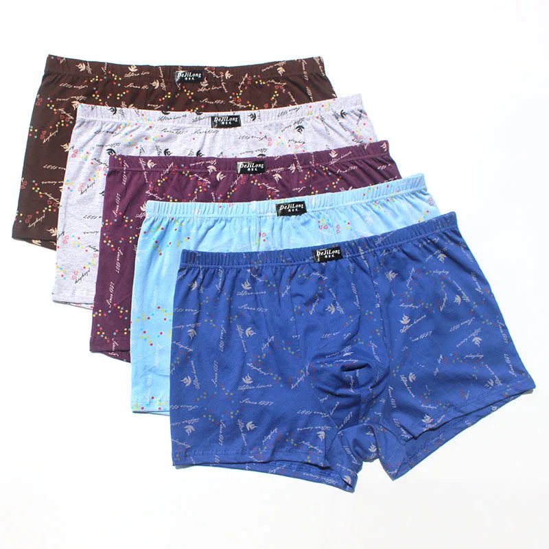 6pcs/Lot 100% Cotton Loose Boxers Four Shorts Underpants Men'S Boxers Shorts Breathable Underwear Printing Comfortable Cotton