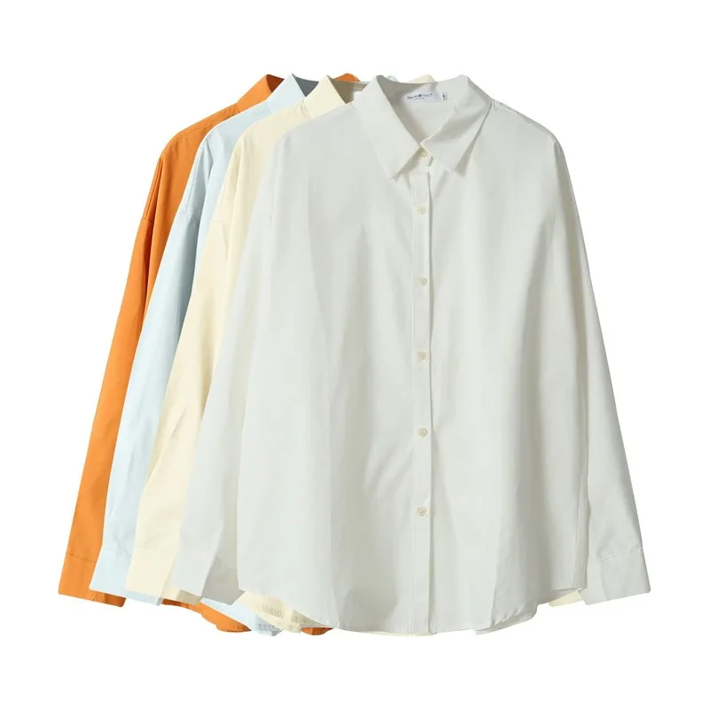 

ZAWAHIKI Solid Elegant Korean Women's Blouse 2021 Spring Long Sleeve Shirt Turn-down Collar Single Breasted Fashion Blusas Mujer