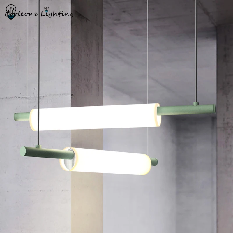 

Modern LED Pendant Lights Nordic Iron Tube Creative Hanging Lamp for Dining Room Living Room Bar Bakery Minimalism Pendant Lamp