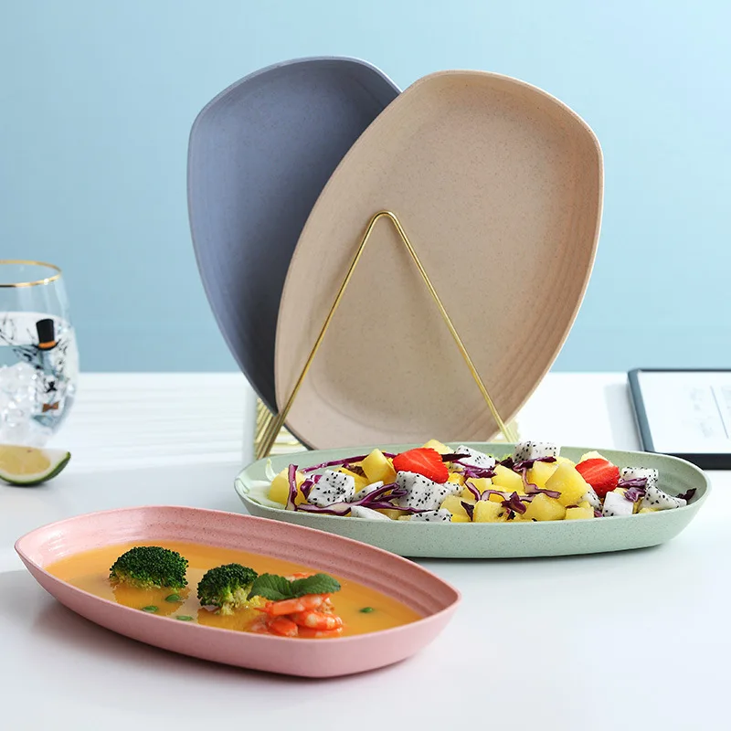 4Pcs/set 12inch Breakfast Plate Dish Coffee Tea Tray Irregular Fruit Bread Food Dessert Dinner Plate Tableware Set