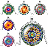 hot 2019 new creative geometry kaleidoscope glass cabochon pendant fashion charm girl jewelry necklace accessories